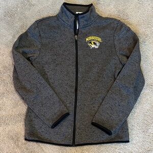 Gray Fleece Lined Zip-up Jacket with Mizzou logo